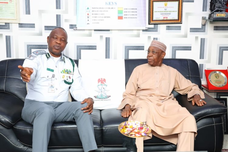 CUSTOMS CG, ADENIYI, HOSTS FORMER CG, MUSTAPHA, AT NIGERIA CUSTOMS HEADQUARTERS