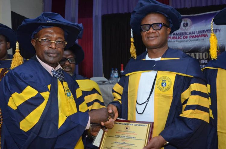 CHIEF (AMB) AFAM CHUKWUMA BAGS EAU’S HONORARY DOCTORATE DEGREE