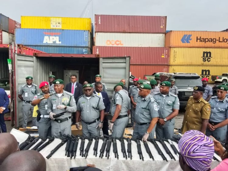 NIGERIA CUSTOMS TINCAN COMMAND INTERCEPTS CONTAINER LADEN WITH FIREARMS, CANNABIS- INFUSED PRODUCTS